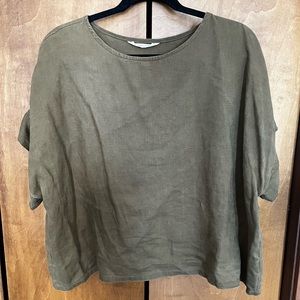 Elizabeth Suzann Georgia top in Olive Linen OSP